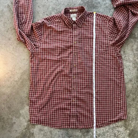 L.L. Bean Wrinkle Resistant Shirt XLT Red Plaid Like New - Picture 8 of 10